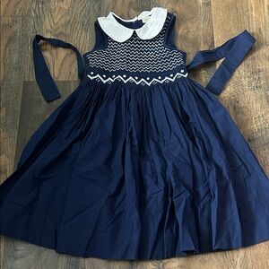 Copper Key Navy Dress with White Accents